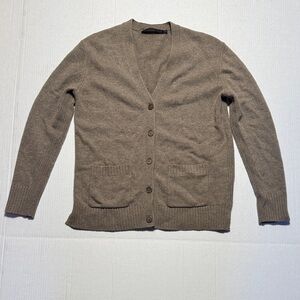 JENNI KAYNE Women's Everyday Taupe Brown Cardigan Sweater Cotton Wool Blend‎ XS